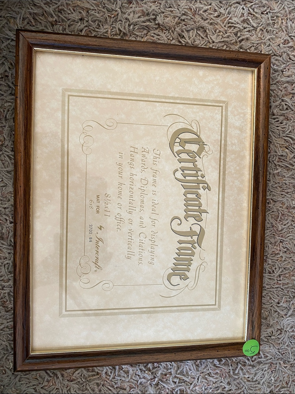 Wood Grain Certificate Frame in Brown